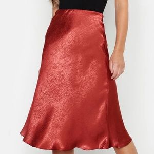 Satin red skirt